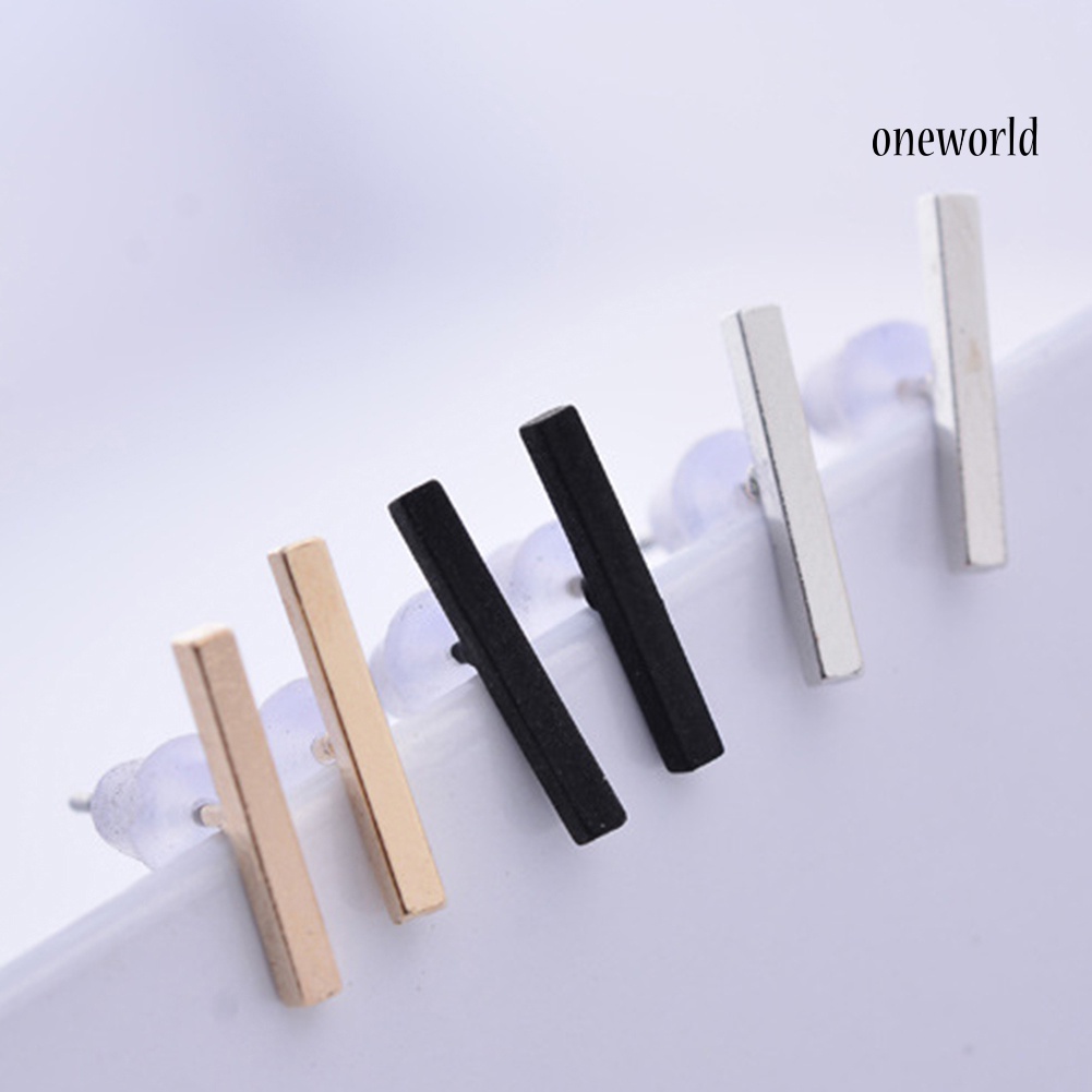 OW@ Minimalist Bar Stick Line Women Stud Earrings Party Jewelry Valentine Day Gift