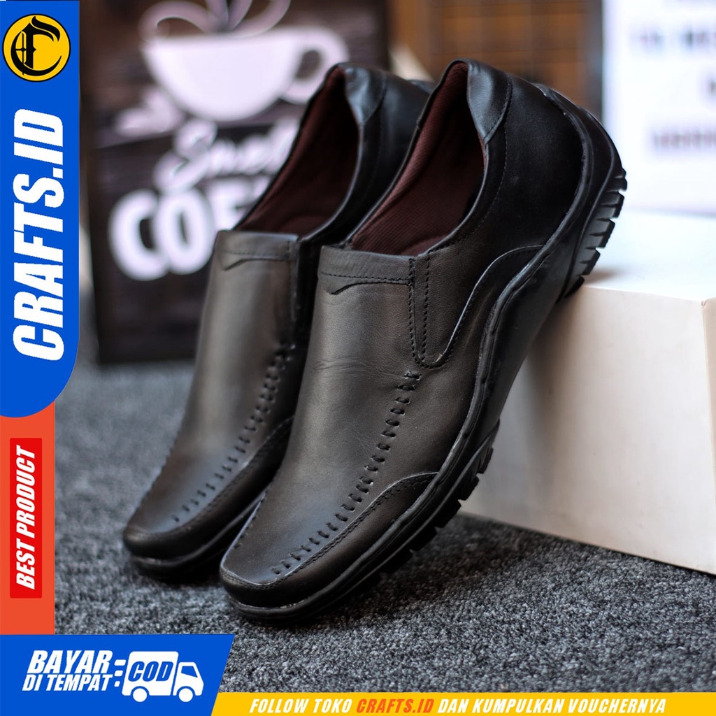 Crafts Gohan - Sepatu Kulit Casual Kerja Slip On Pria