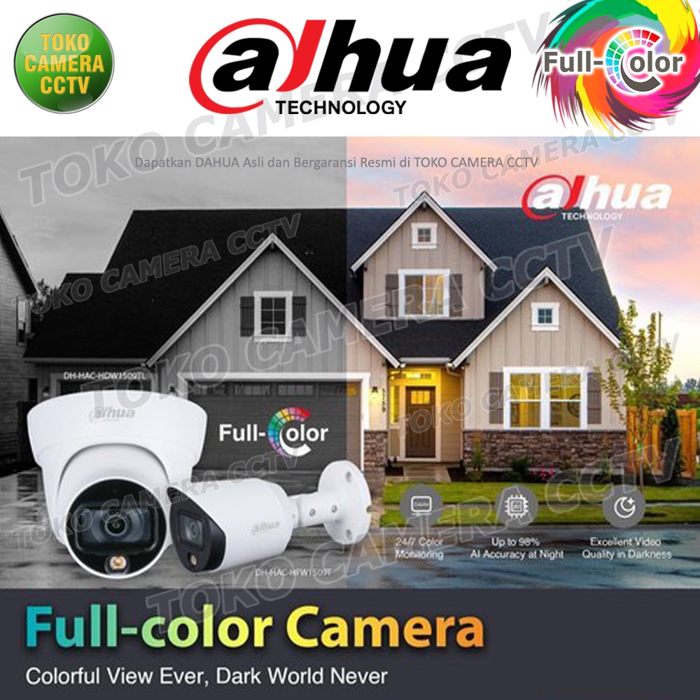 KAMERA CCTV OUTDOOR 2MP FULL COLOR DAHUA B1A29P 2MP CAMERA BERWARNA