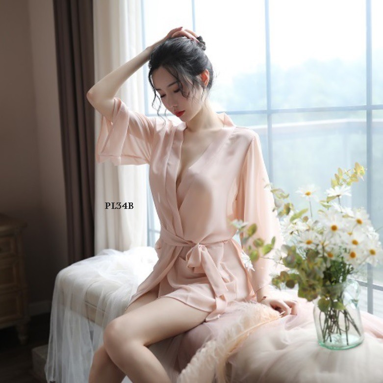 [TOKO TERPERCAYA] SEXY KIMONO LINGERIE SEKSI BAJU TIDUR WANITA DEWASA NIGHTGOWN LACE SALEM PL34B