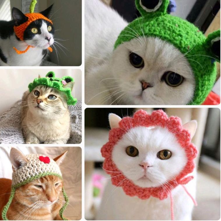 BHD.403481 ‣ Hat Crochet for Cat / Topi Rajut untuk Kucing / Bando untuk Kucing