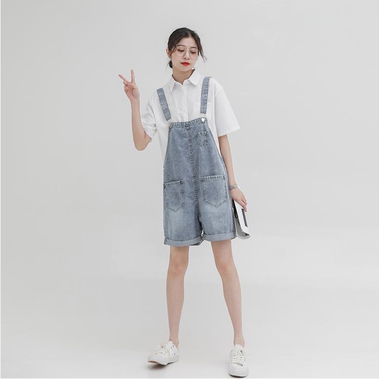 Jeans Overall Pendek Jumsuit Fashion Wanita Jeans cewek Koboi Korean Style Denim