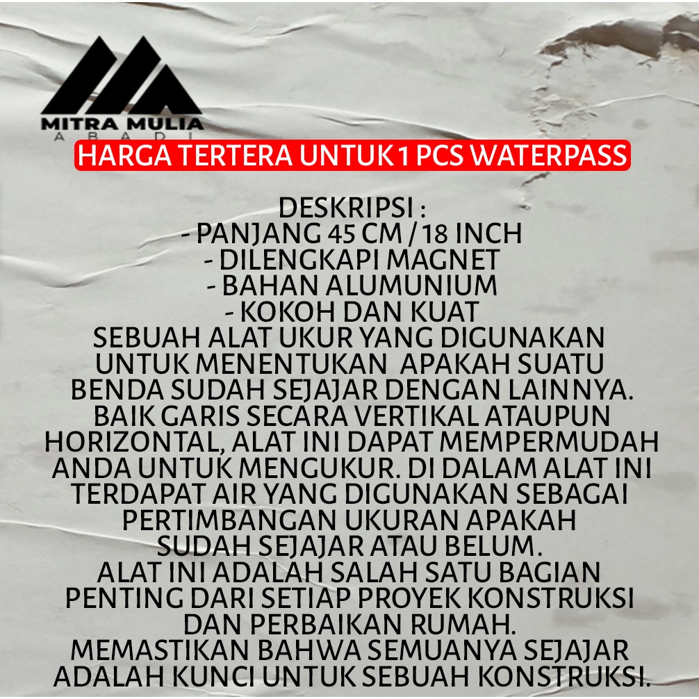 Waterpas Magnet 18 Inci 45CM | waterpas alumunium 45 cm | alat ukur tukang