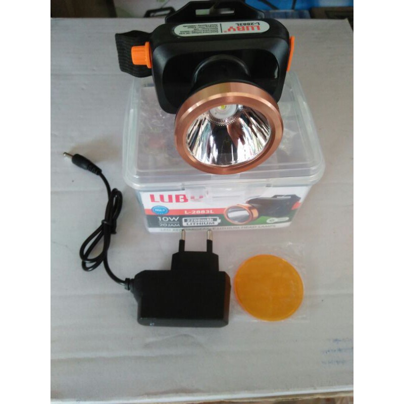 LUBY HEAD LAMP SENTER KEPALA 2883 L SUPER TERANG LAMPU PUTIH 10 WATT 500 METER 20 JAM  Luby Senter