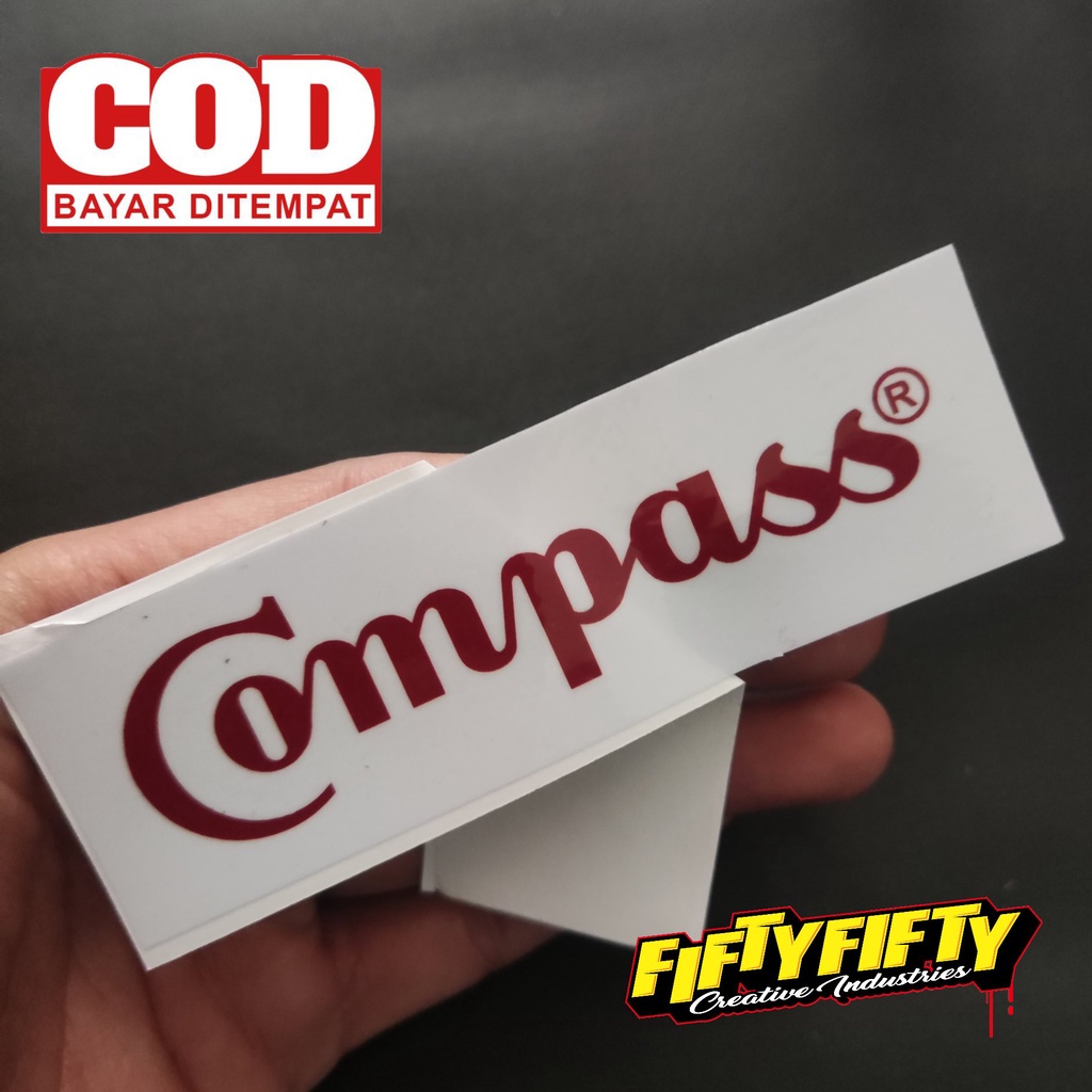 Stiker Print Cut BRAND DISTRO COMPAS Stiker Printing Laminasi Glossy Tahan Air Stiker Motor Mobil Helm Sudah Membentuk Pola Desain