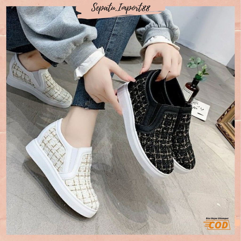 [SEPATU.IMPORT88] SP 580 Sepatu Slip On Wedges Wanita Sepatu Korea Style Import premium quality