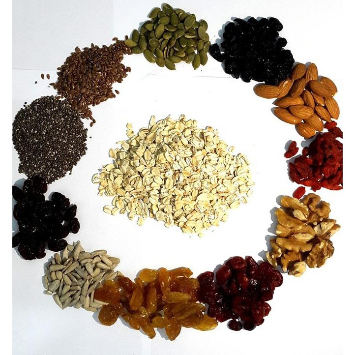 

Terfavorit Muesli Bahagia - campuran rolled oat, buah kering, kacang, & biji 1 kg
