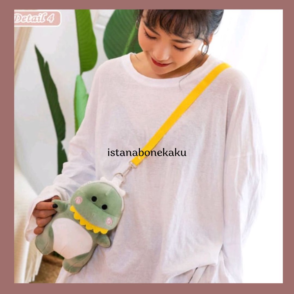 TAS DINOSAURUS Boneka SELEMPANG Kartun BAHAN PLUSH Yelvo Halus Bag TAS DINO Jepang Korea Lucu Imut Gemoy Banget