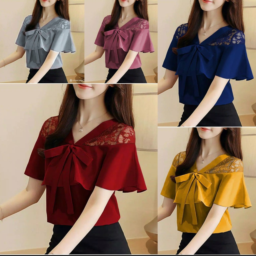 *[RXFK] Blouse Yovita / Atasan Wanita Korea / Blouse Davina / Blouse Wanita / Blouse Brukat / Blouse Wanita
