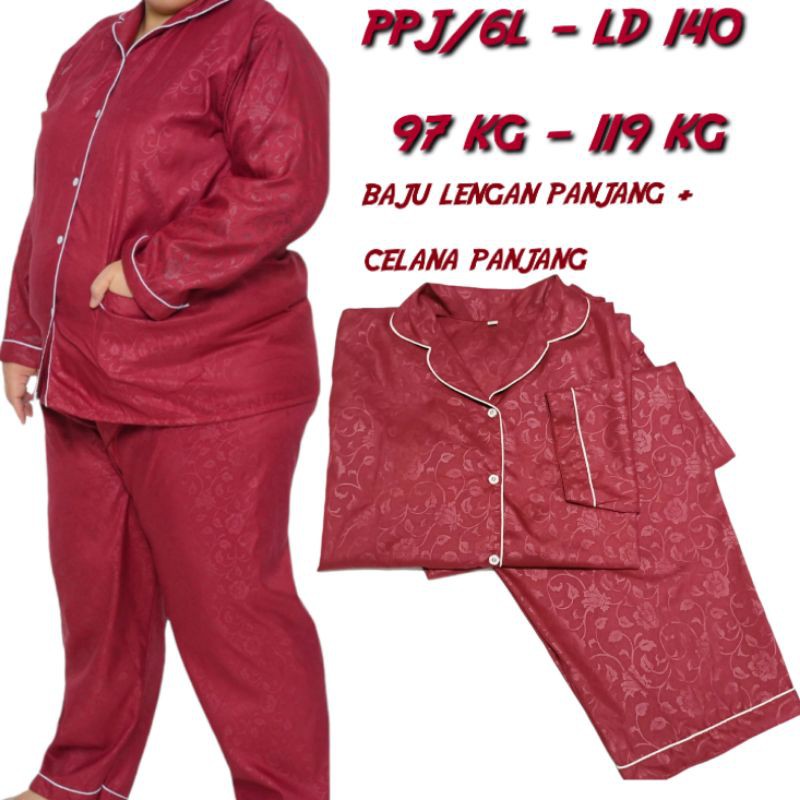 Baju Tidur Piyama JUMBO 3in1 Katun Embos Pakaian Wanita