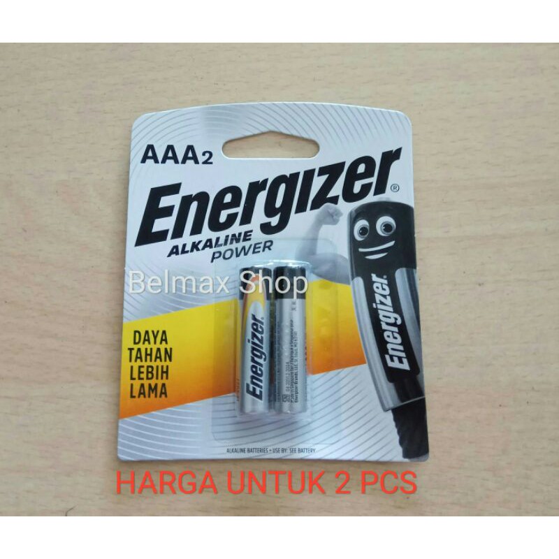 Baterai Alkaline A3 Energizer Isi 2 pcs / Batu Baterai AAA Alkaline Energizer / Baterai A3