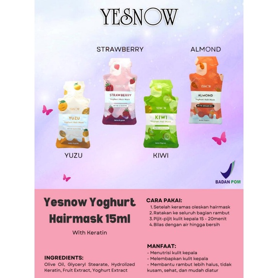 ✿ MADAME ✿[ SACHET ] YESNOW NEW HAIR MASK - YOGHURT HAIR MASK WITH KERATIN BPOM