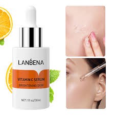 LANBENA Vitamin C Serum Essence 30mL - Whitening Mencerahkan Wajah Lighten Spots Fade Dark Spots Anti Aging Perawatan kulit (30ml)