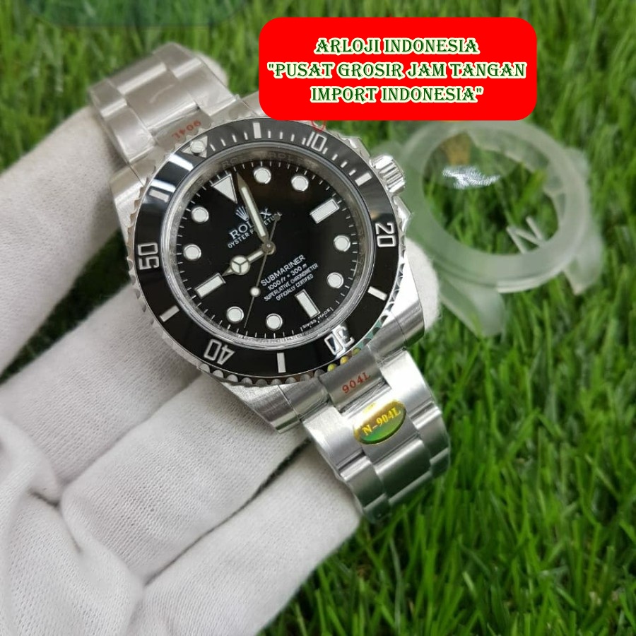 Best Seller Jam Tangan Pria ROLEX Submariner Black No Date NOOB SWISS ETA 1:1 Garansi 1th