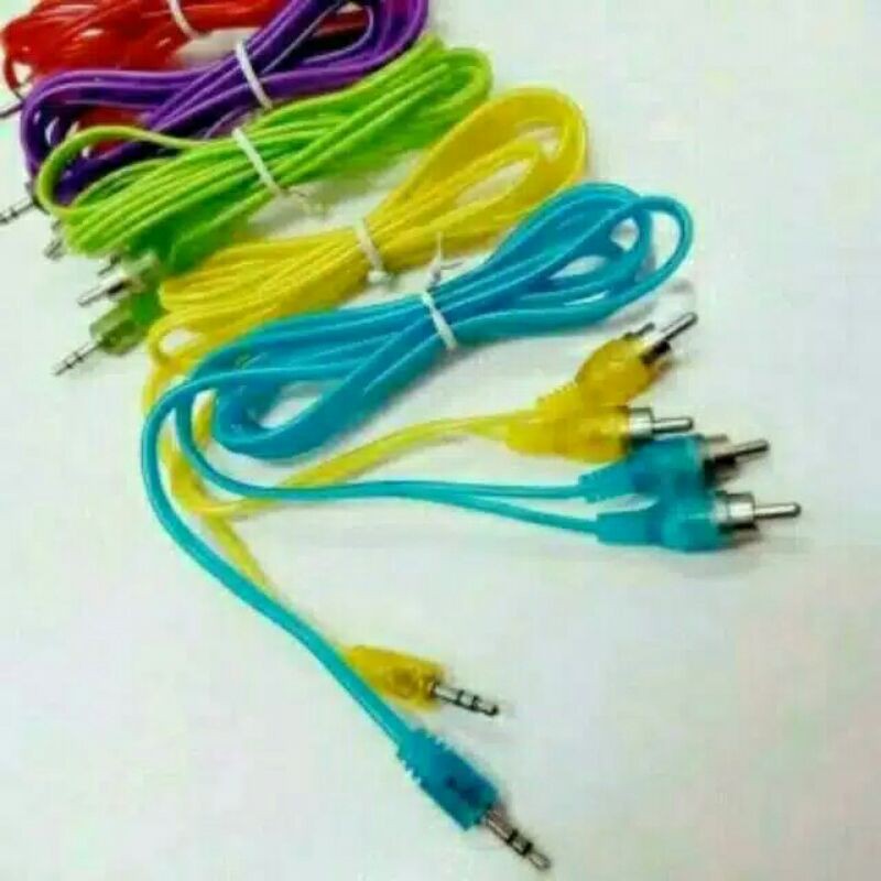 Kabel Audio RCA Aux 2in1 Pemutar musik HP ke Speaker panjang 1 meter