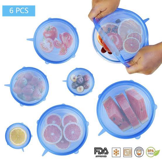 Penutup Wadah Makanan Elastis Serbaguna - 6 Ukuran - Stretch Bowl 6in1 Cover Lid Silicone 6 in 1