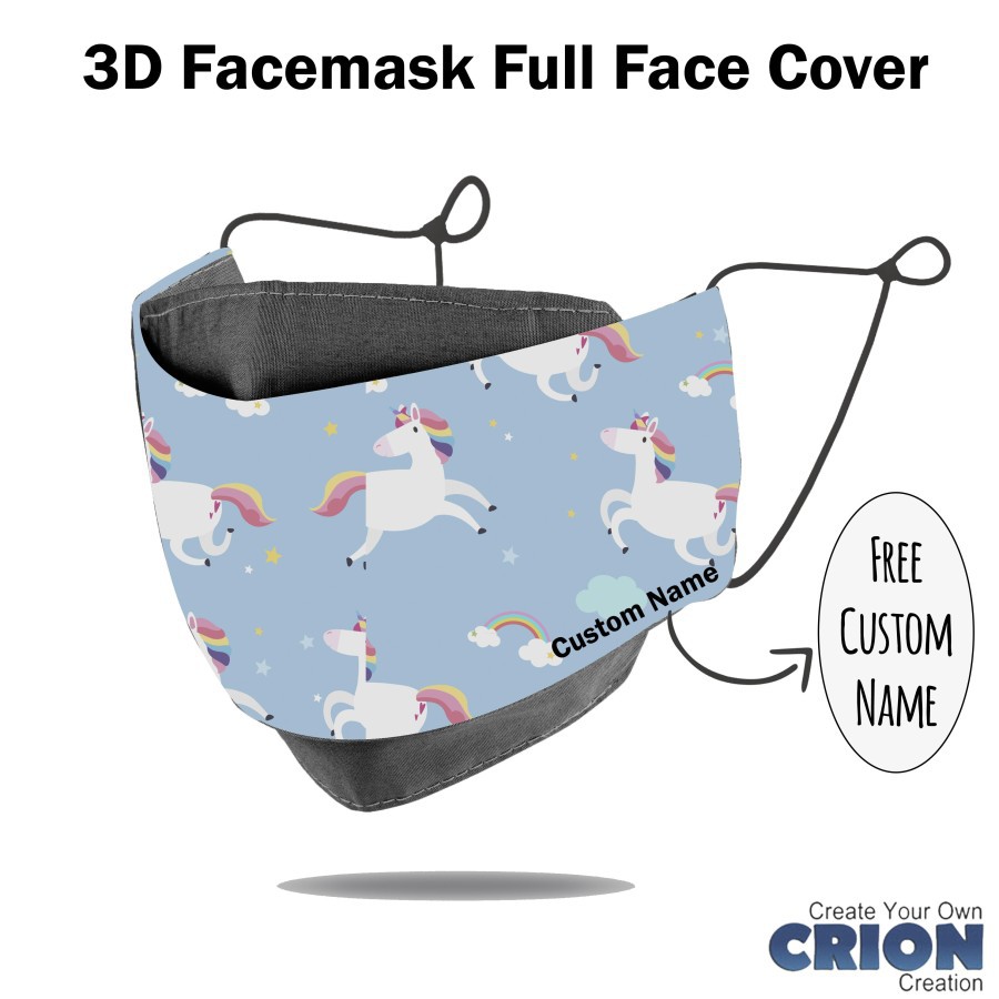 Crion - Masker 3d Anak Full Face Cover Unicorn Series- Antibacterial