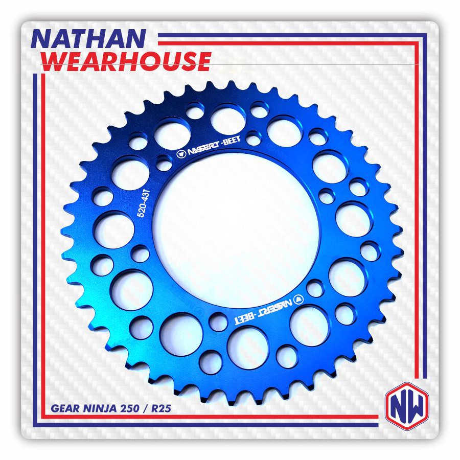 GEAR BELAKANG CNC NINJA 250 R25 UKURAN 520 43T - 46T NASSERT BEET