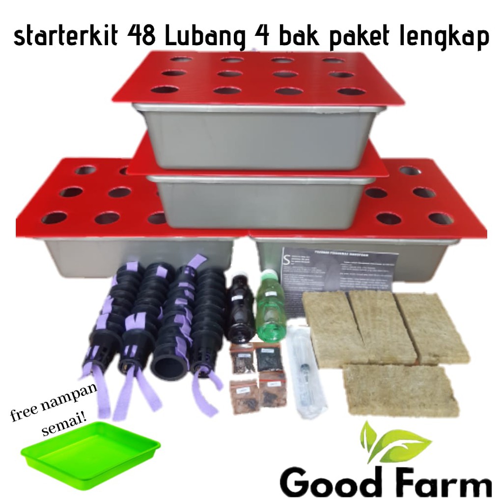 PAKET HIDROPONIK LENGKAP 48 LUBANG 4 BAK | PAKET HIDROPONIK PEMULA | PAKET HIDROPONIK MURAH