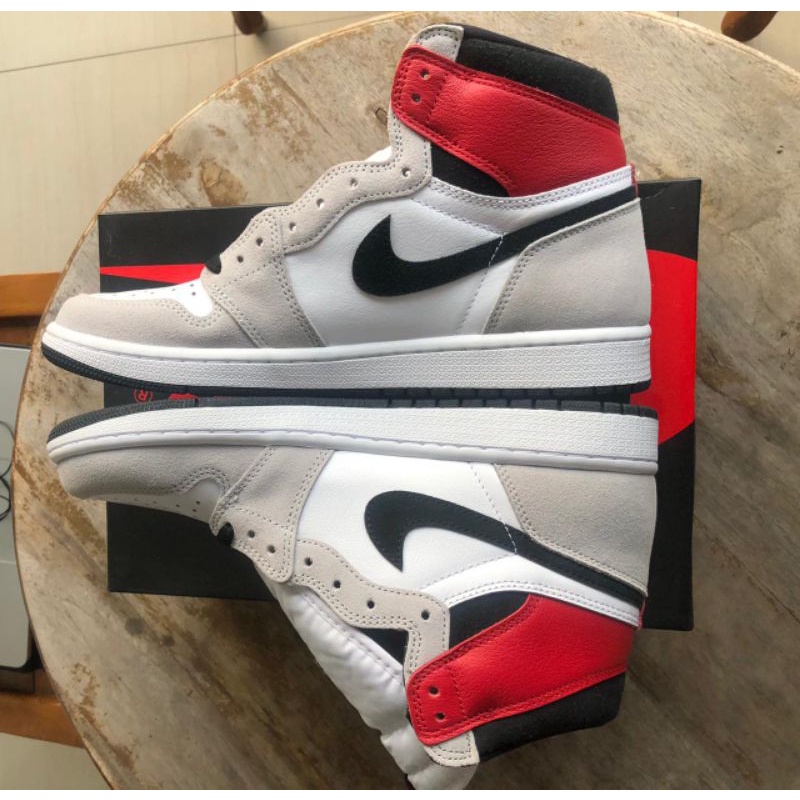 Sepatu Nike Air Jordan 1 High Light Smoke Grey Original