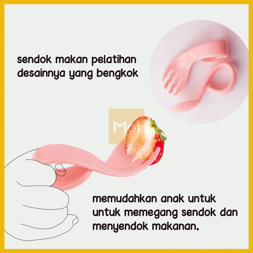 Set Sendok Garpu Anak Training Belajar Makan / Self Feeding / Toddler Spoon Right Handed