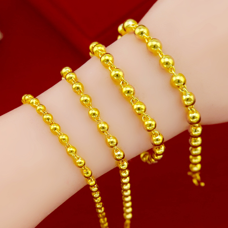 Gelang Manik-Manik Buddha Bentuk Bulat Warna emas Glossy Untuk Wanita