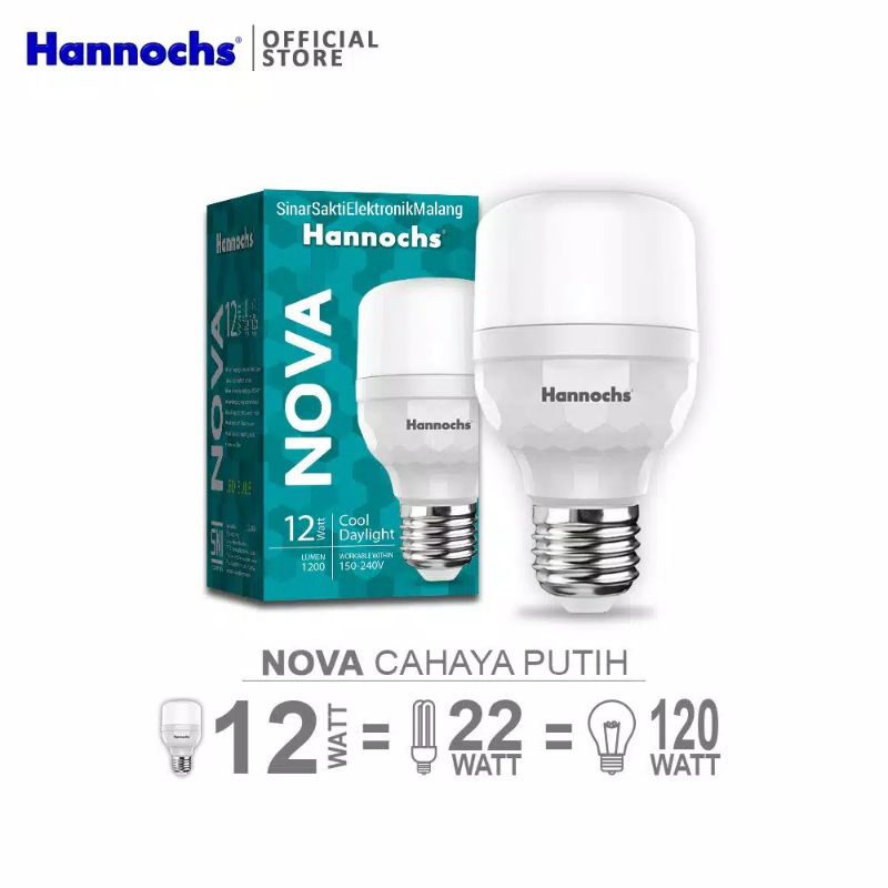 Hannoch Lampu Led Nova 12 watt bohlam putih