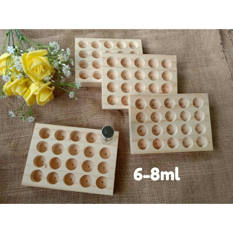 DISPLAY PARFUM ROLL ON KAYU /TATAKAN MINYAK PARFUM /DISPLAY PARFUM KAYU 6,7,8ml