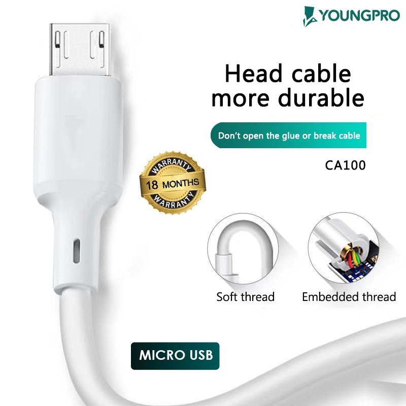 Youngpro CA-100M - Kabel Data Anti Break Youngpro 5A Fast Charging Micro Usb