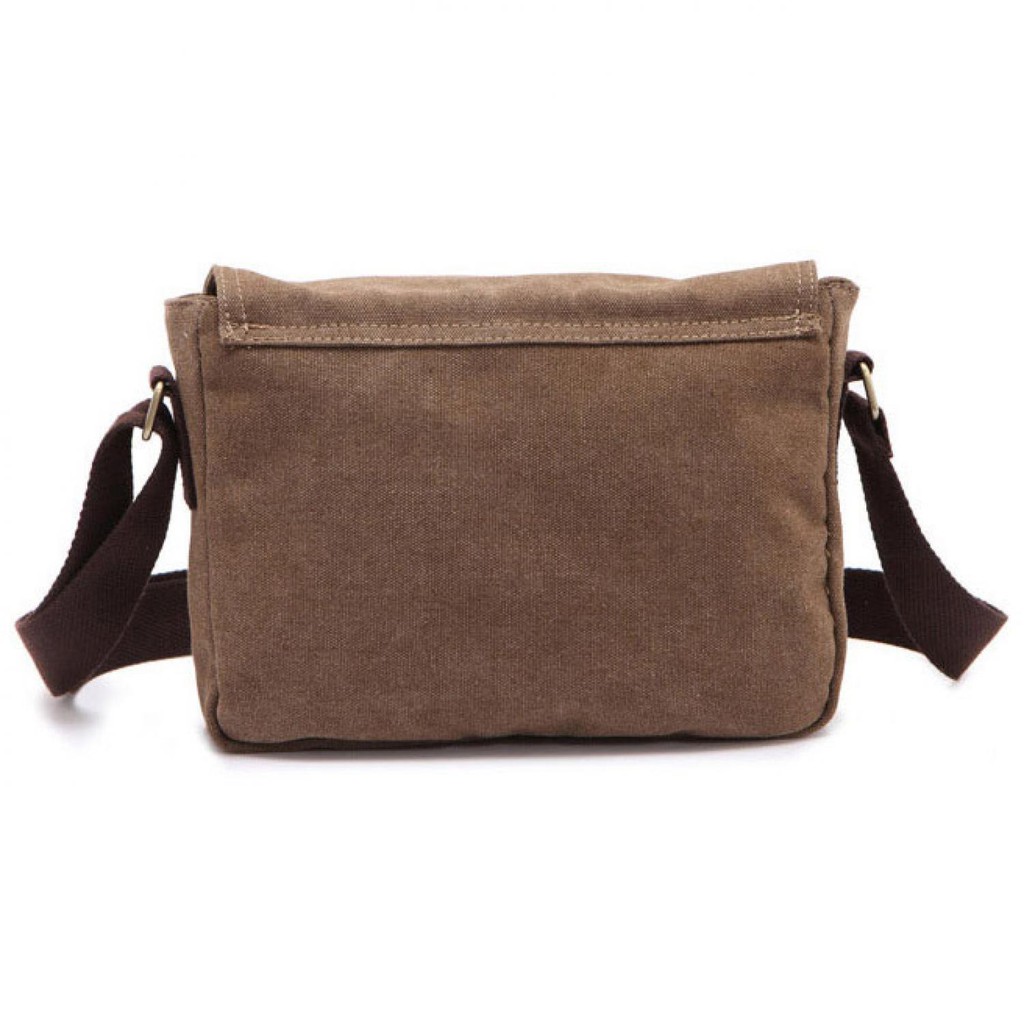 Dxyizu Tas Selempang Messenger Bag Bahan Canvas - 1008 [Coklat]