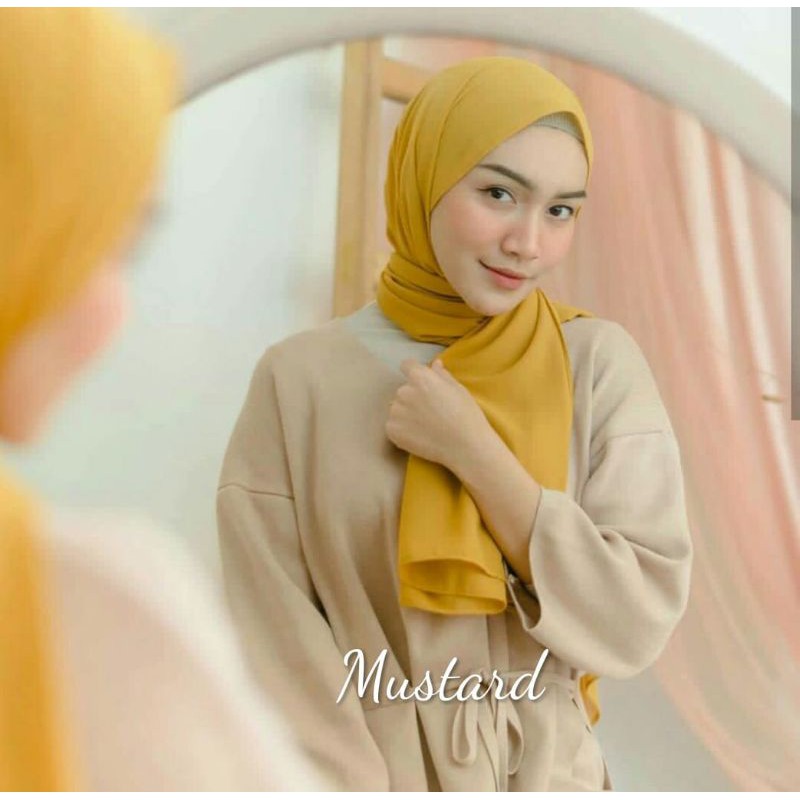 PASHMINA DIAMOND GEORGETTE / SIZE 180cm x 75cm-PD MUSTARD