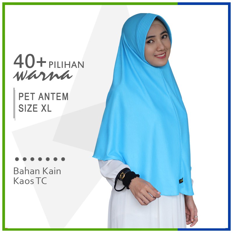 (40 Warna) Jilbab Instan Bahan Kaos Pet Antem XL Hijab Bergo Syari Khimar Grosir Kerudung Instan
