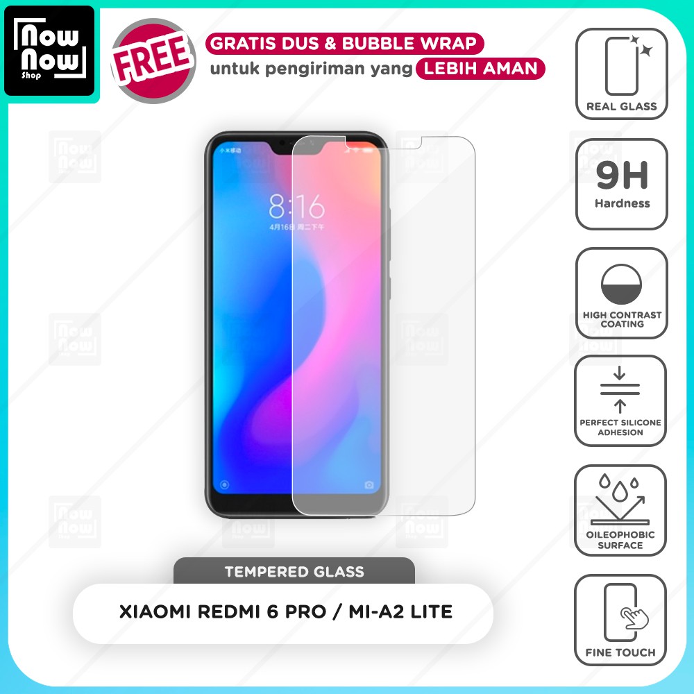 Tempered Glass Anti Gores Xiaomi Redmi 6 Pro / Mi-A2 Lite Screen Guard Protector 9H Kaca Temperglass