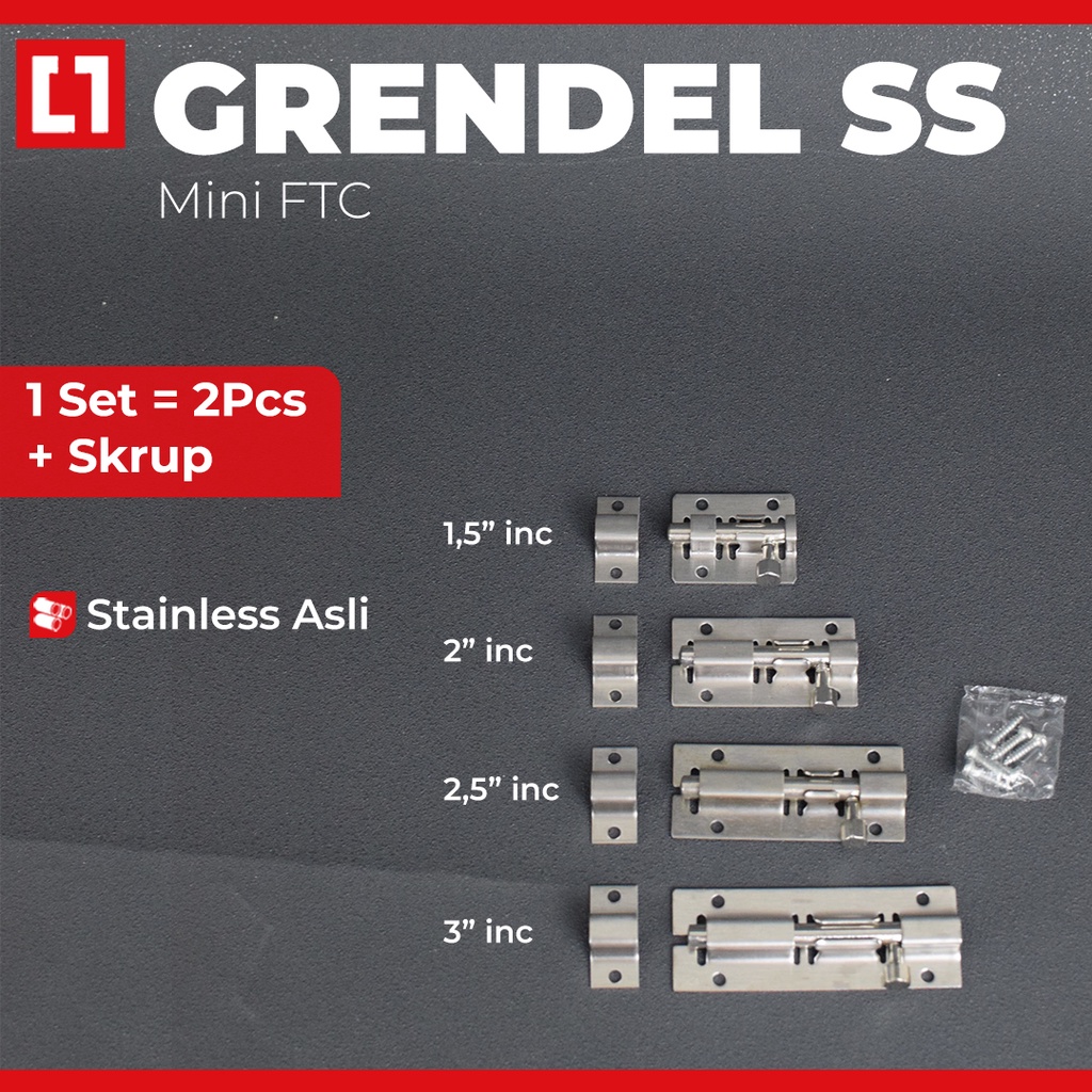 Kunci Grendel Pintu Jendela Stainless Tebal Mini Slot