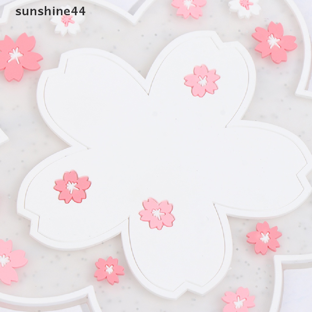 Sunshine 2Pcs Alas Peralatan Makan / Minum Dengan Bahan Insulasi Thermal Anti-Slip Dan Gambar Bunga Sakura