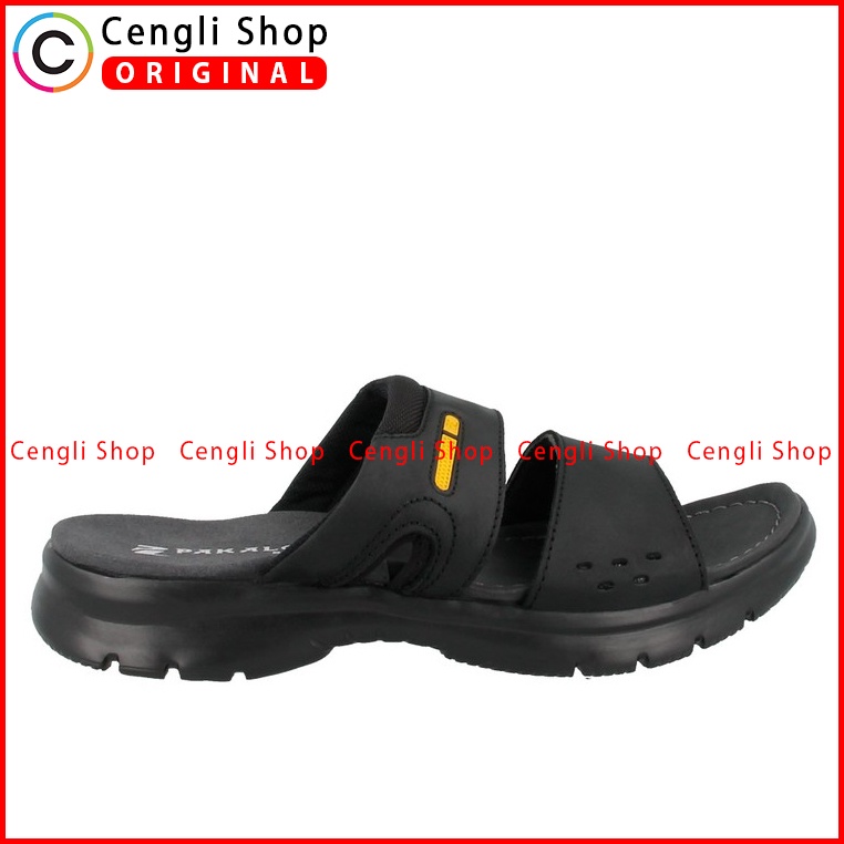 SANDAL SLIDE PAKALOLO PRIA ORIGINAL CASUAL KULIT ASLI HITAM PB23