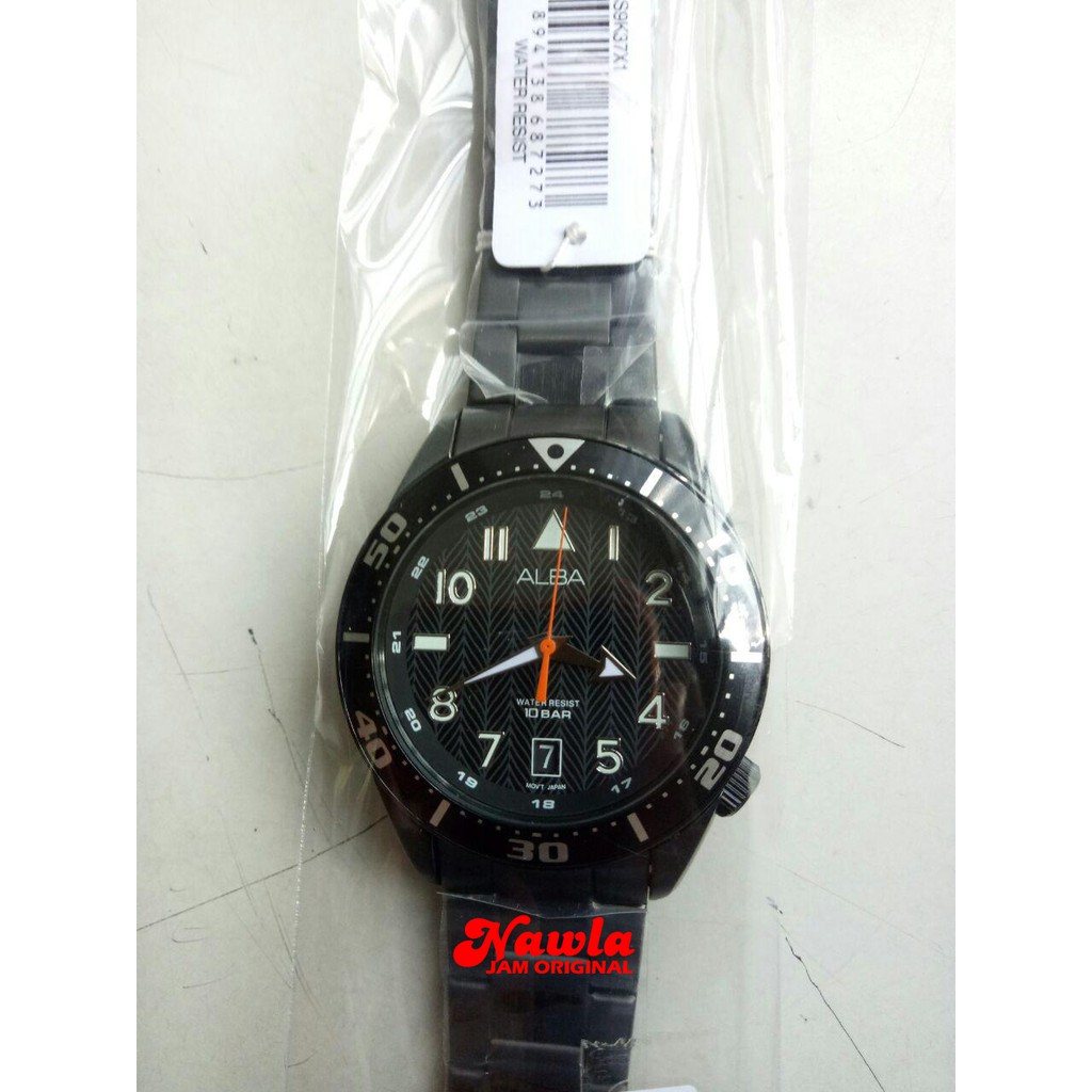 Alba Quartz AS9K37X1 Analog Full Black - Jam Tangan Pria AS9K37