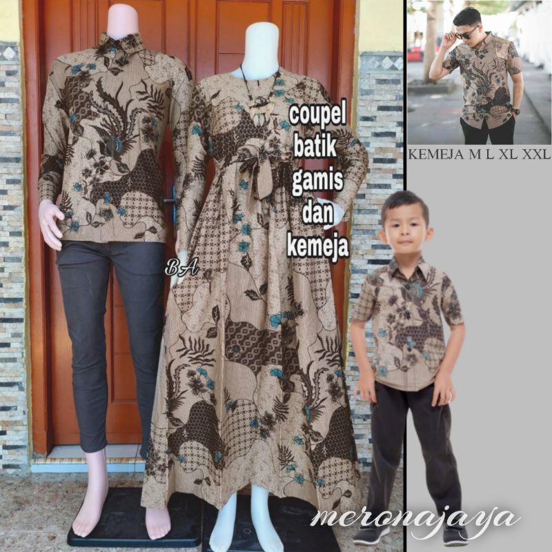 Maura Couple TERBARU - Batik Couple Meronajaya Motif SEKAR JAGAD IJO Sania Ruffle Batik Copel Copel Ori Ndoro Jowi GARANSI TERMURAH