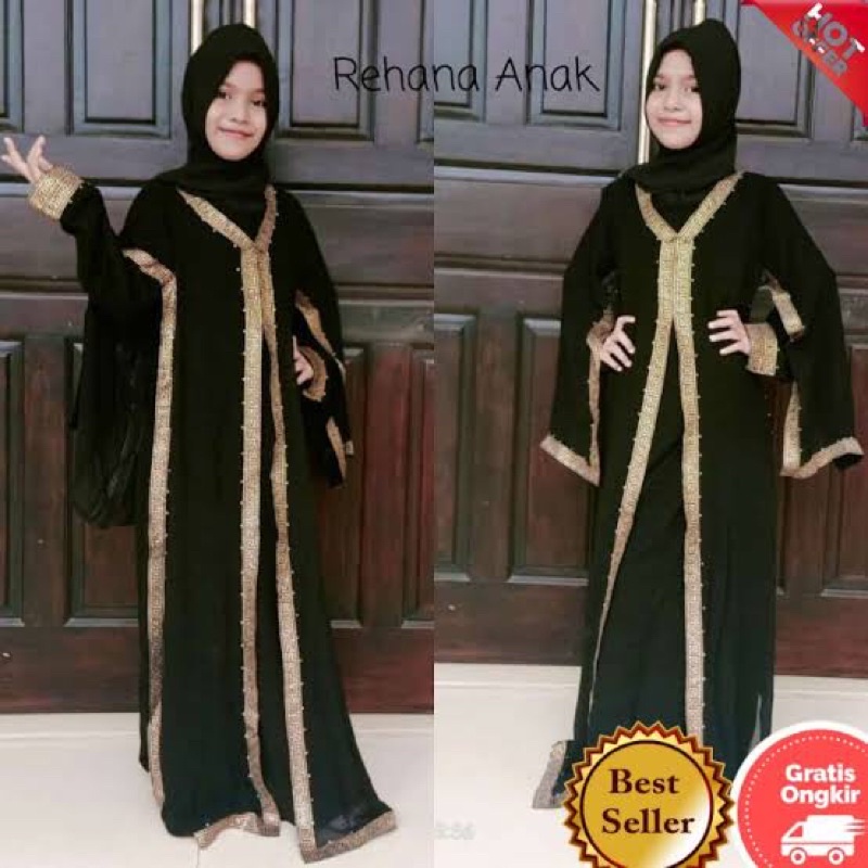 GAMIS ABAYA REHANA HITAM MURAH CANTIK TERLARIS