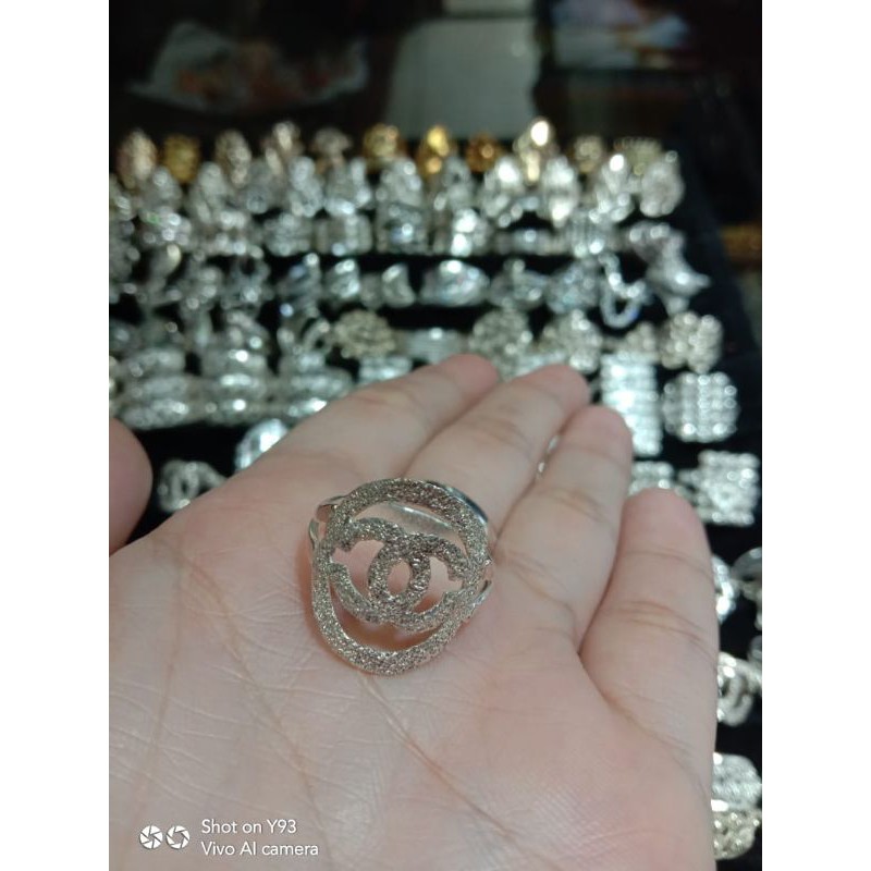 Cincin channel pasir dewasa perak murni