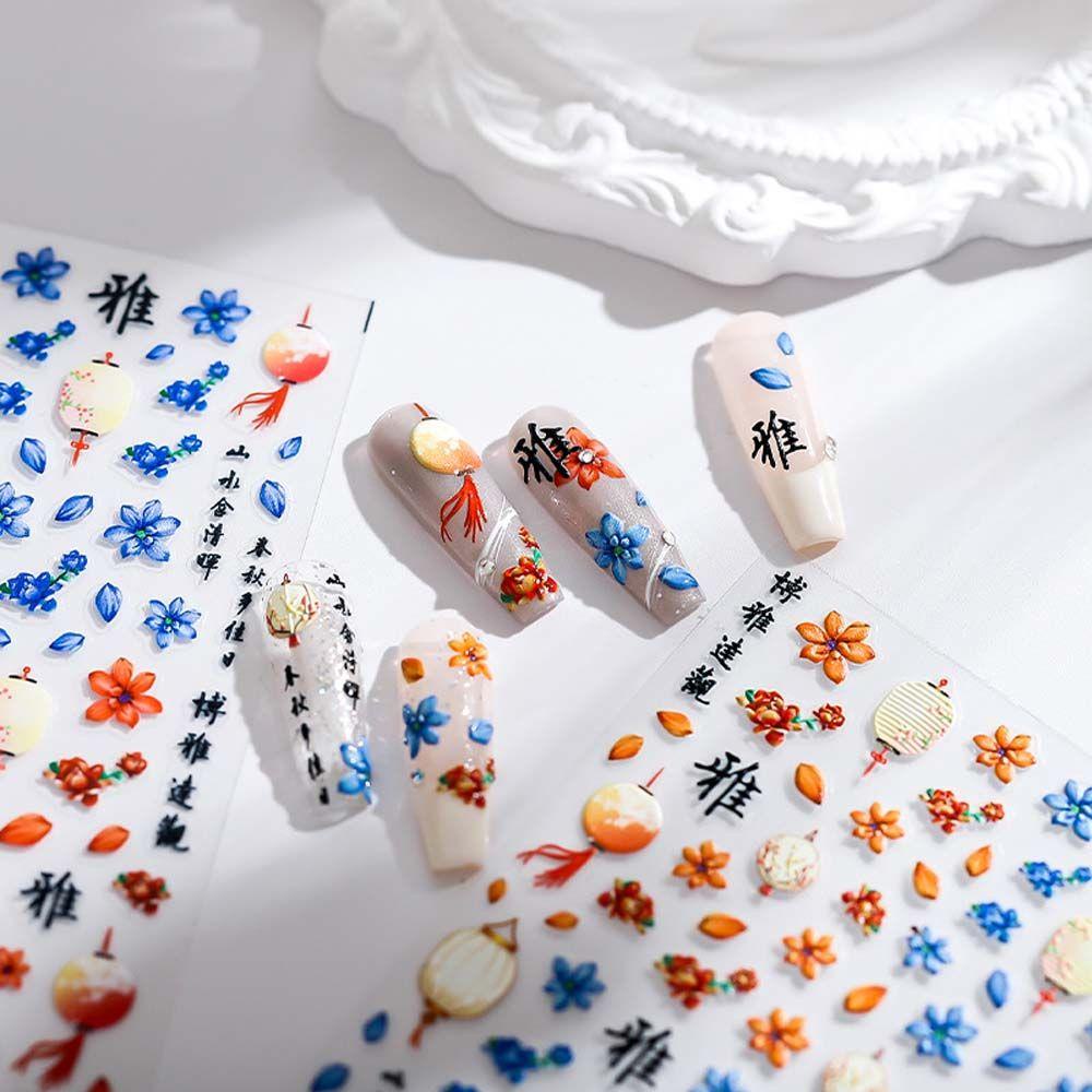 Rebuy Stiker Kuku Cina Mode Lentera Gaya Antik Kostum Kuno Nail Art Dekorasi