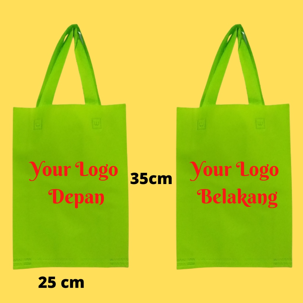 

Tas Spunbond Goodie Bag Handle Tali 25x35x8cm Sablon 2 Sisi 1 Warna