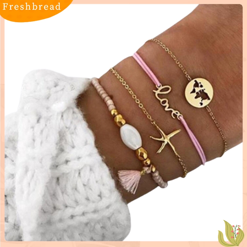 |Frebre Frebre| 5pcs Gelang Tangan Wanita Desain Bunga Teratai Hollow Adjustable Untuk Pesta