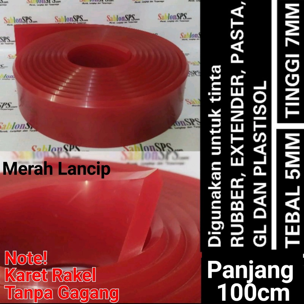 KARET RAKEL LANCIP MERAH 7x50 P. 1 METER