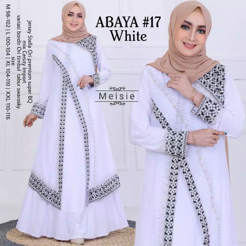 TURKEY ABAYA GAMIS PUTIH BORDIR