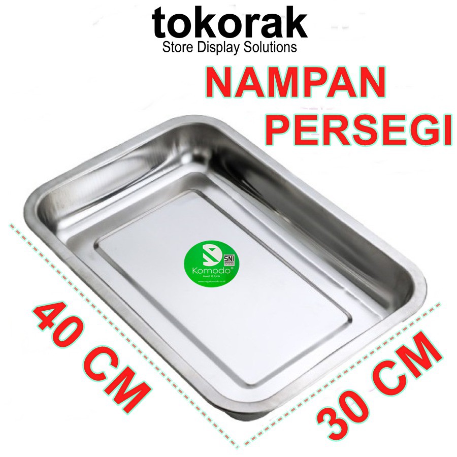 NAMPAN STAINLESS STEEL GALAXY 40 X 30CM KOMODO - NAMPAN PERSEGI - BAKI