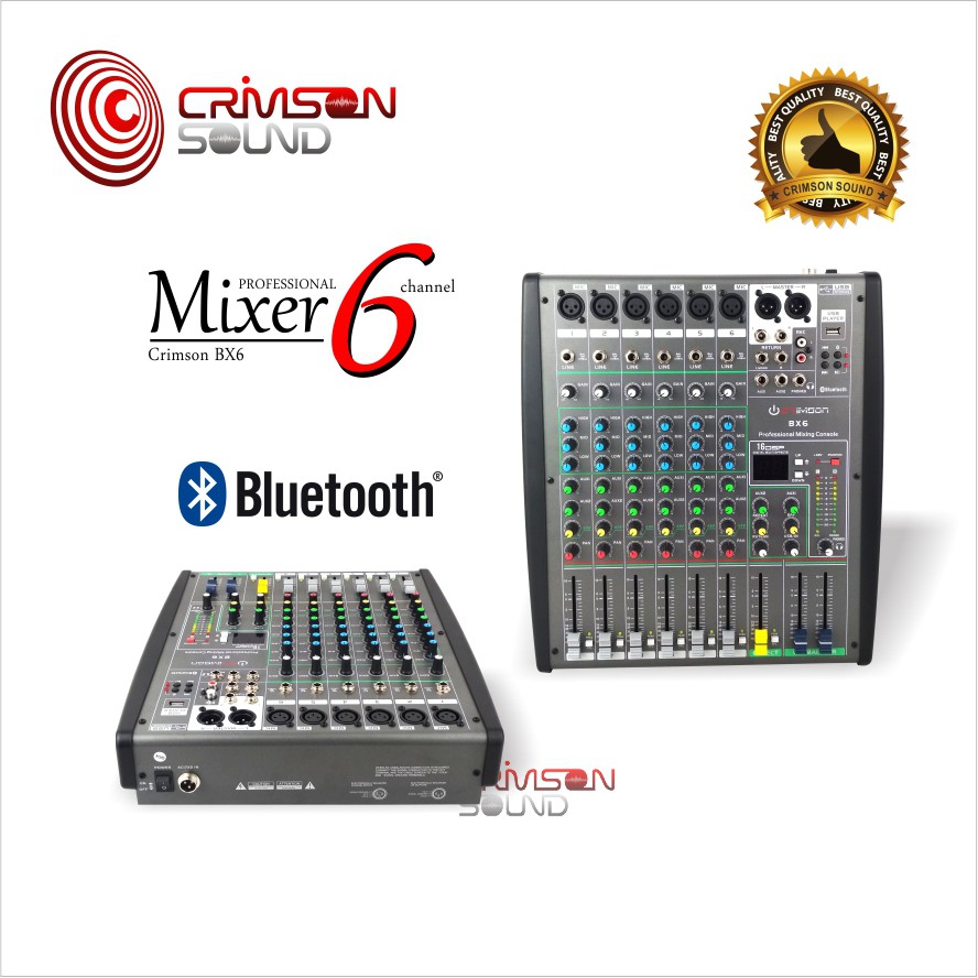 MIXER 6 Channel BLUETOOTH + USB Equalizer CRIMSON BX6
