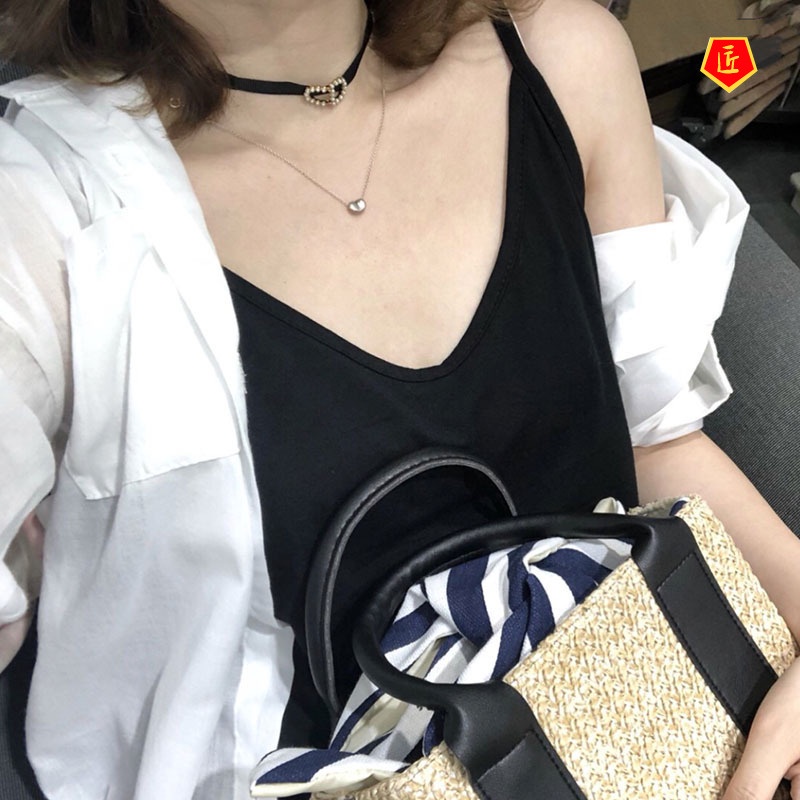 [Ready Stock]S925 Silver Silver Beans Necklace Simple Temperament Chic Cold Style
