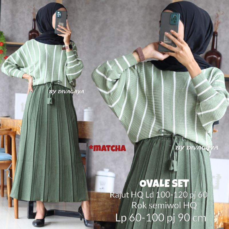 OVALE SET +ROK RAJUT BATWING