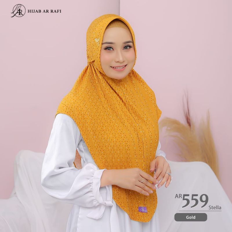 ARRAFI AR 559 Bergo plisket motif Polkadot